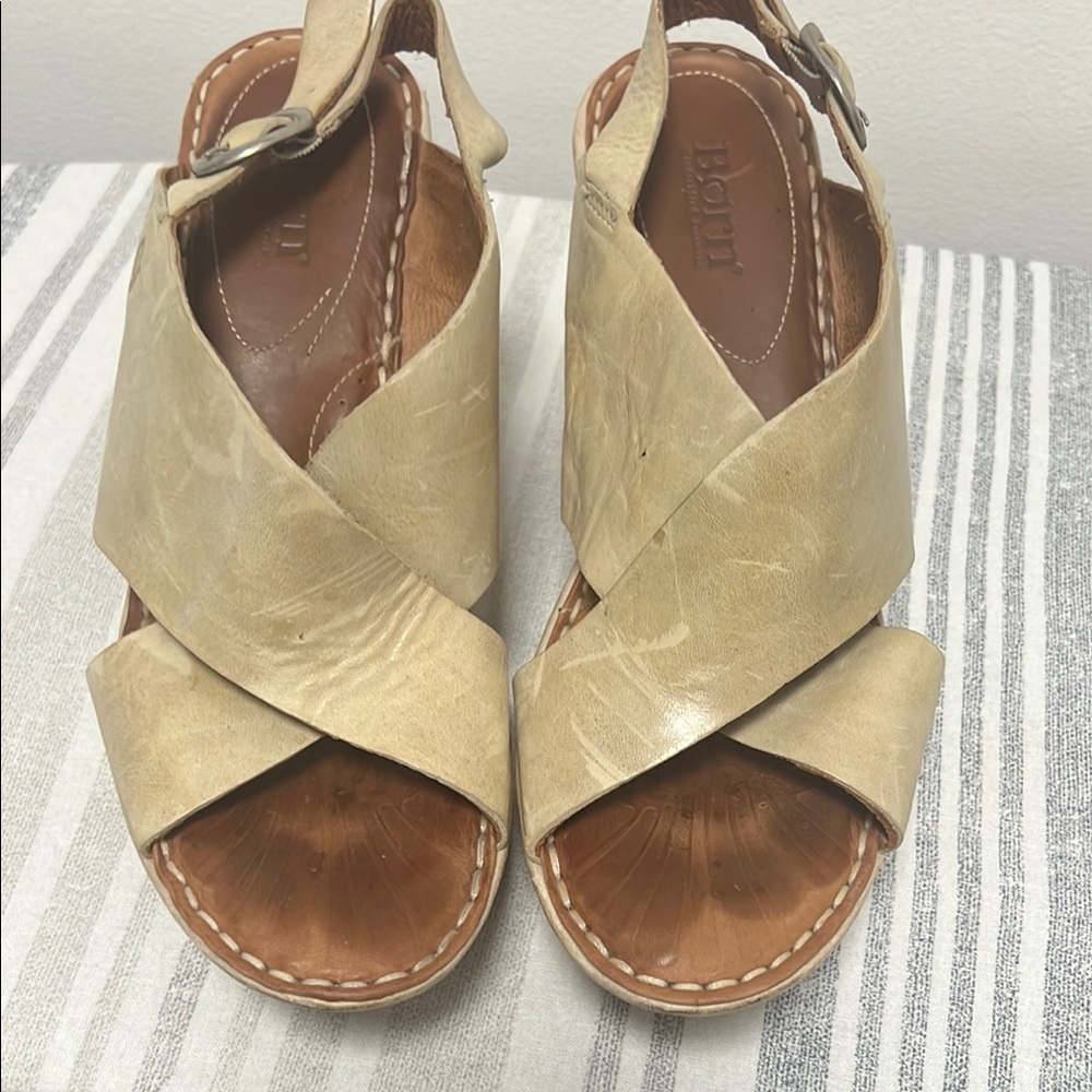 Born Beige Platform Sandals